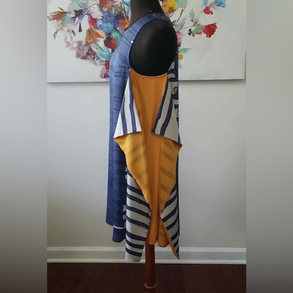 RACHEL Rachel Roy Asymmetrical Blue and Yellow Dress with Stripes NWOT Size L